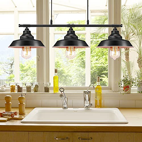 Elibbren 3-LIGHT HEAD Industrial Kitchen Island Pendant Light, Elibbren Rustic Farmhouse 3-Lights Pendant thumb #5