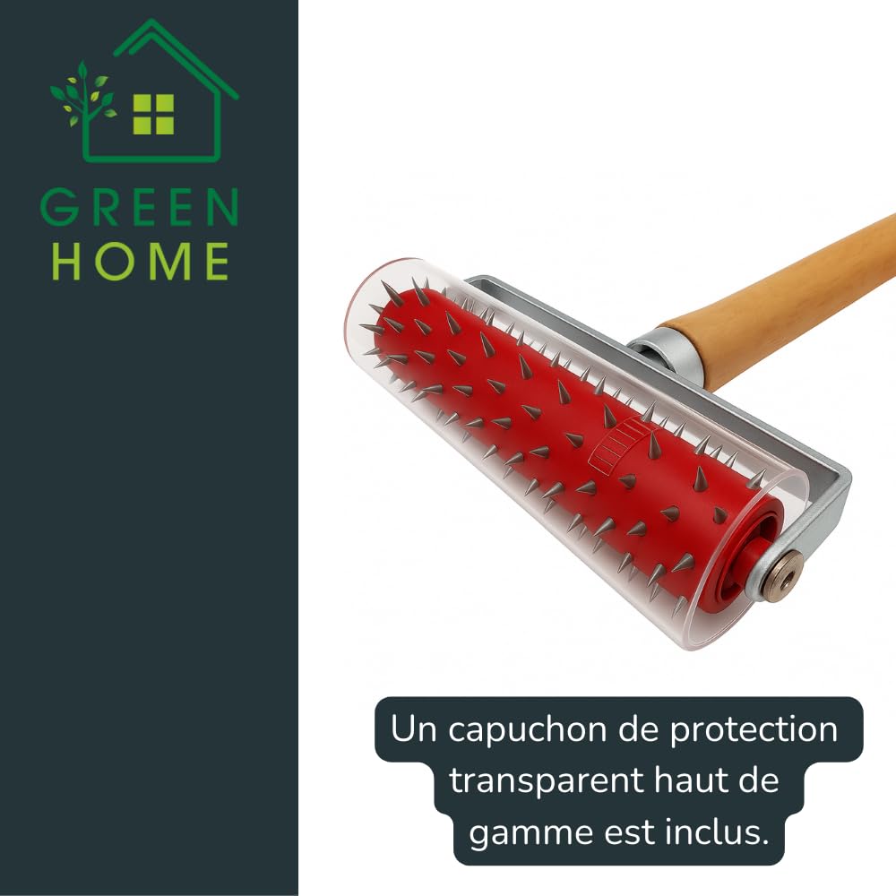 Rouleau hérisson pour papier peint 150 mm Picots inox 7 mm Manche en bois Perforateur professionnel