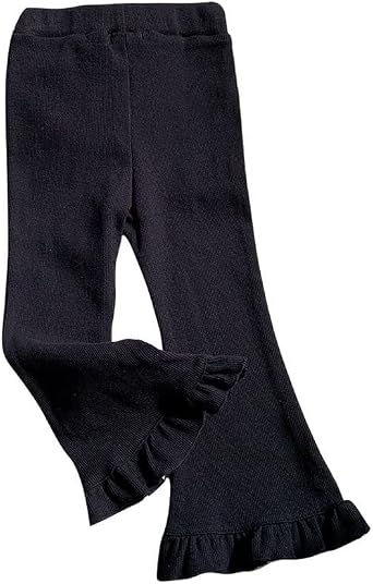 LNICEAR Toddler Baby Girl Ruffle Leggings Bell Bottoms Stretch Solid Color Ribbed Flare Pants