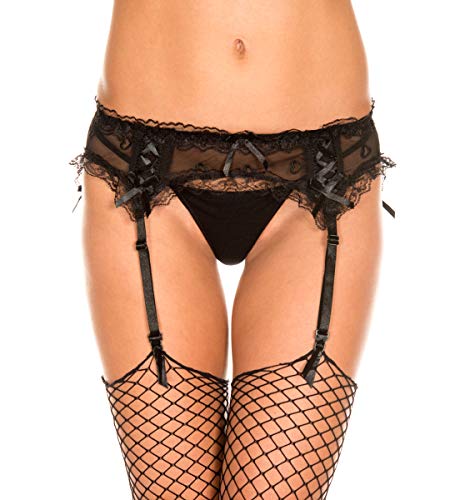 Music Legs Liga de malla con bordado de corazón, talla grande, color negro, talla única