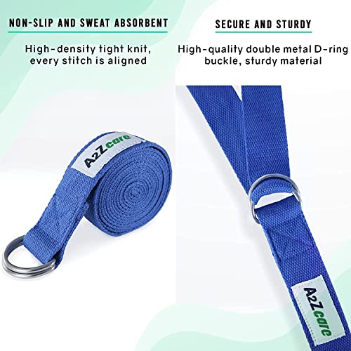 A2Zcare Yoga Blocks (Set Of 2) And Yoga Strap Set With D-Ring – Yoga Foam Block 9X6X4 Inch And Yoga Stretching Strap (Blue) #TOP3