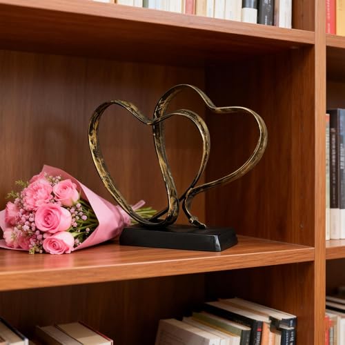 Escultura de Hierro Dos Corazones y Cruz para Aniversario miniatura 2