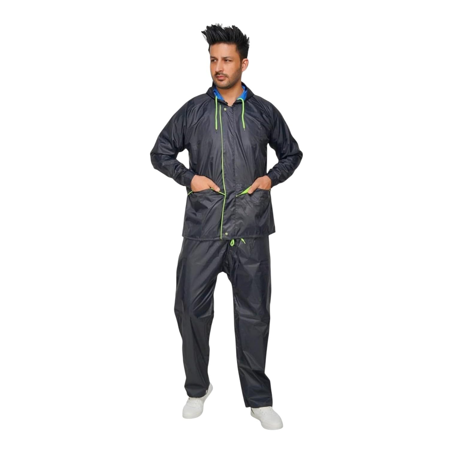 Waterproof Rain Suit for Men, Polyester, Hooded Jacket with Pants, Zipper Closure, Free Size-image-35
