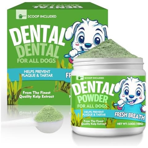 Dog Teeth Cleaning Powder - Dog Dental Powder - Dog Plaque and Tartar Remover - Dog Breath Freshener Powder with Natural Herbal - for Small, Medium, Large Dogs,100g Cover