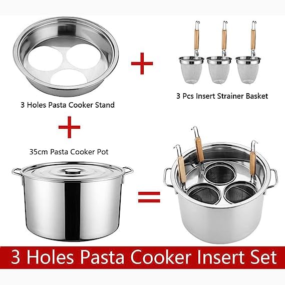 SAeWare Olla de pasta de acero inoxidable con colador rt – olla versátil para el hogar y el restaurante – ideal para hervir pasta, veterinarios, sopas y cocinar al vapor – no se oxida, fácil de