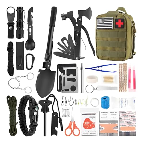 Kit de sobrevivência para camping, resgate ao ar livre, baú de tesouros, ferramentas de sobrevivência, kit de primeiros socorros (Verde)