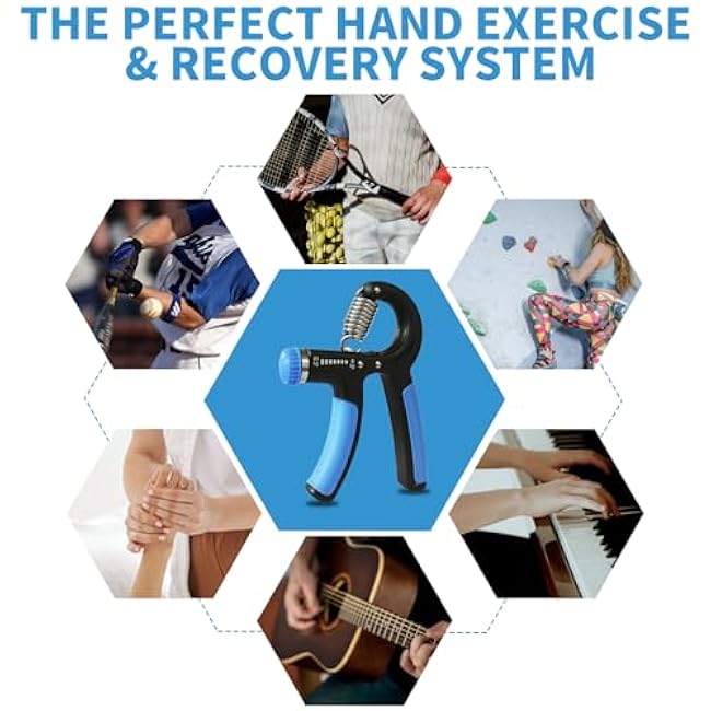 Grip Strength Trainer, Hand Gripper Strengthener with Adjustable Resistance 11-132 Lbs (5-60kg), Forearm Strengthener with Non-Slip Gripper for Muscle Building and Injury Recover Gym/Home