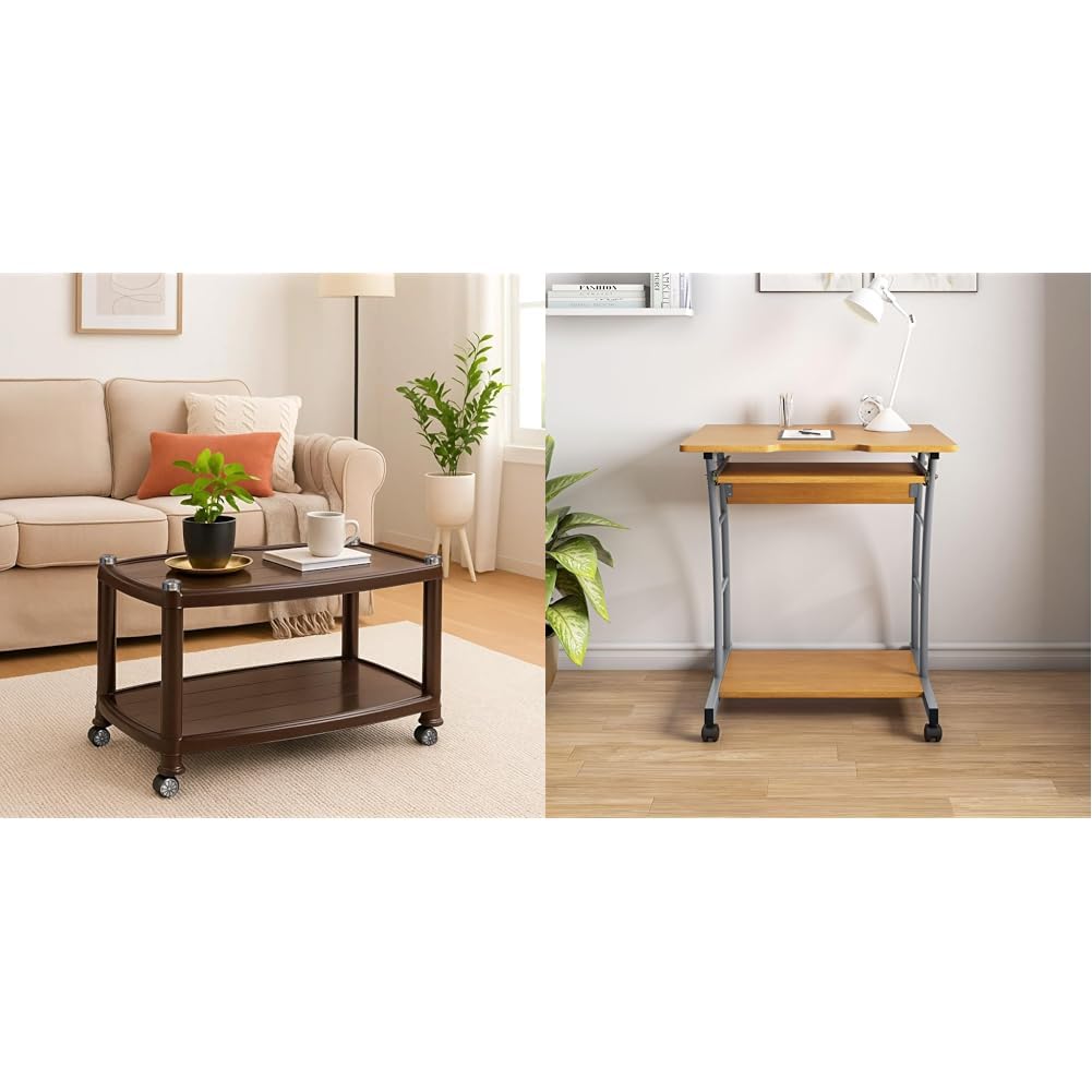 Nilkamal Centbl5 Contemporary Center Trolley Coffee Table Tea Teapoy For Home Living Room Office Outdoor Plastic Weather Brown Leo Engineered Wood Computer Desk Study With Keyboard Tray And 1 Open She-image-28