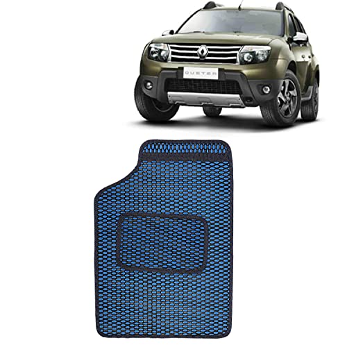 Image of Kingsway Dotted Design Car Floor Foot Mats Universal Fit for Renault Duster, Model Year : 2012-2014, Water and Dustproof, Color Blue, Set of 5 Pieces