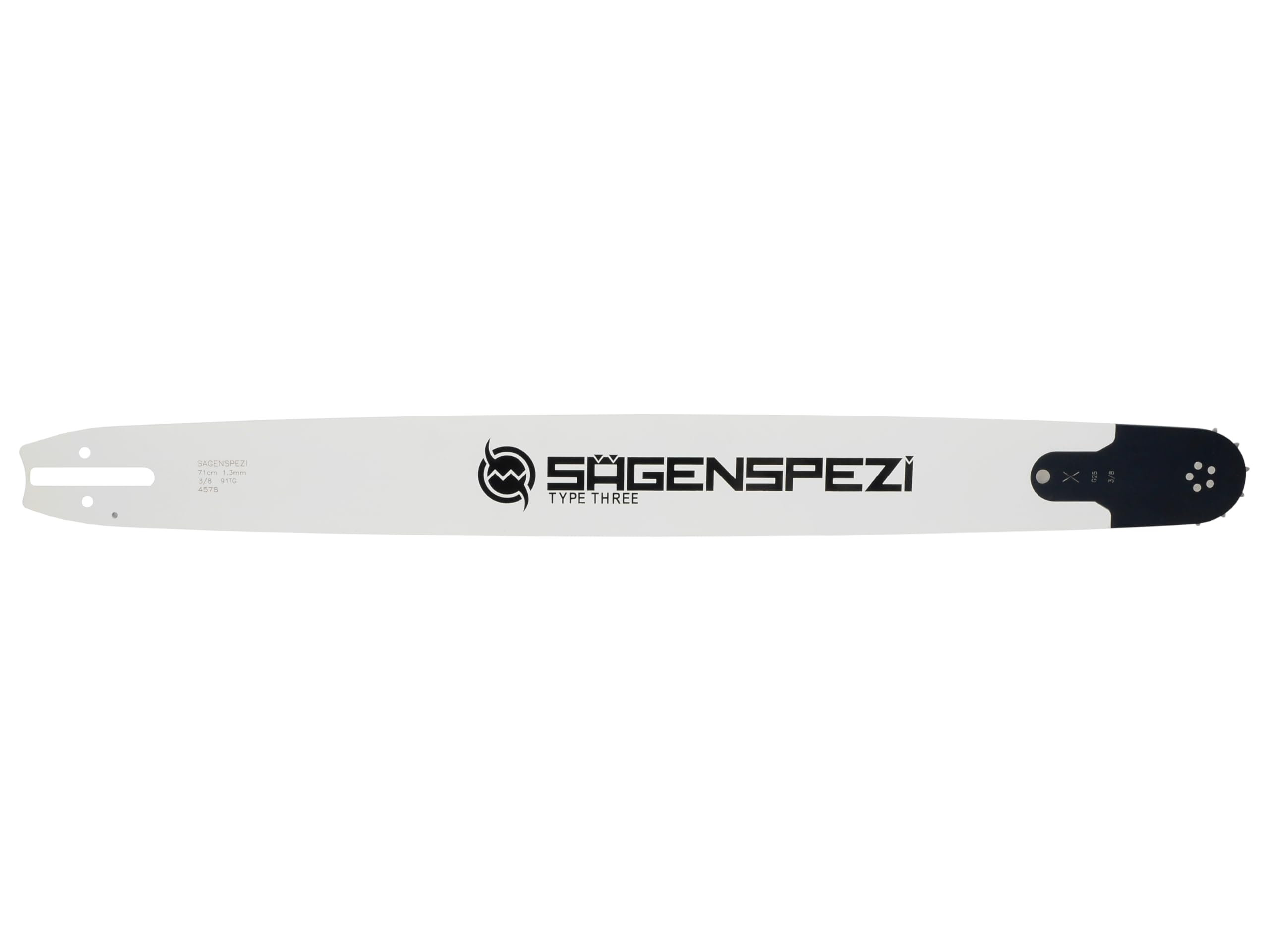 SÄGENSPEZI Set: 71 cm de riel de guía de acero completo + 2 cadenas de sierra de media cincel de 3/8" 1,3 mm 91TG | con estrella de desviación, apto para Stihl MS361, MS391, MS440, MS460, MS462