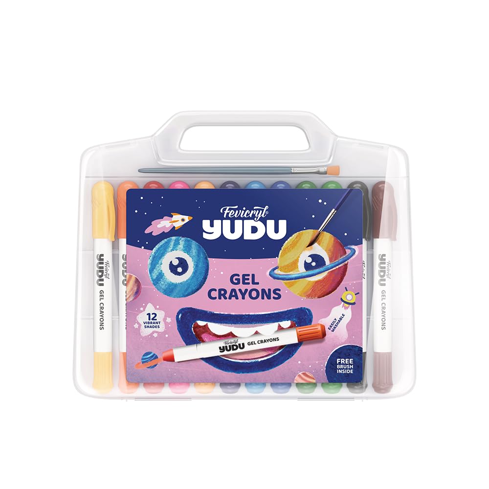 Fevicryl Yudu Gel Crayons | 12 Colours with 1 Brush | Smooth & Mess-Free Creative Art | Twistable, Washable & Water Soluble for Kids & Adults | Ideal gift for kids-image-32