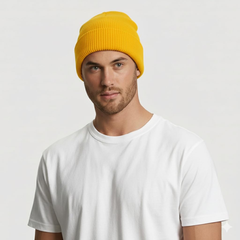 Custom Embroidered Beanie Men Women Unisex Plain Cuffed Knit Skull Cap Hat