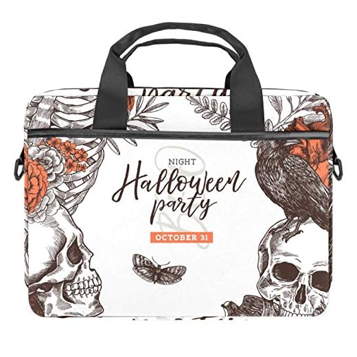 Laptopväska halloween svart katt pumpa spöke fladdermus notebook fodral med handtag 13,5-14,5 tum bärväska portfölj, Mönster 2, 11x14.5x1.2in /28x36.8x3 cm, Kurirväska