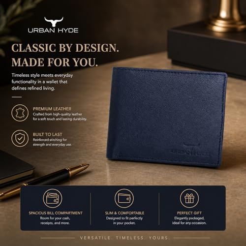 Image of URBAN HYDE Premium Leather Wallet and Belt Combo for Men | Genuine Leather Belt & Wallet Gift Set | Stylish Men's Gift Combo for Birthday, Anniversary, Office & Daily Use | Black