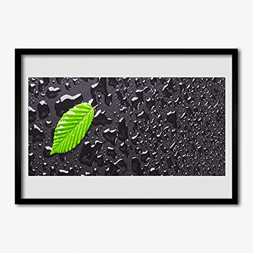 Feuilles gouttes d'art affiche avec cadre en MDF Tulup tableau mural