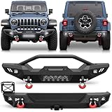 LONGSUN Front & Rear Bumper Set for 2019-2026 Jeep Wrangler JL JLU, Full-Width Bumper Set w/Winch Plate, D-rings and Lights