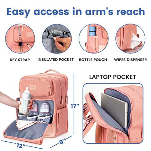 Pillani Diaper Bag Backpack, Baby Bag For Boys & Girls,Diaper Backpack,Large Baby Diaper Bag For Mom & Travel W/Changing Pad #TOP4