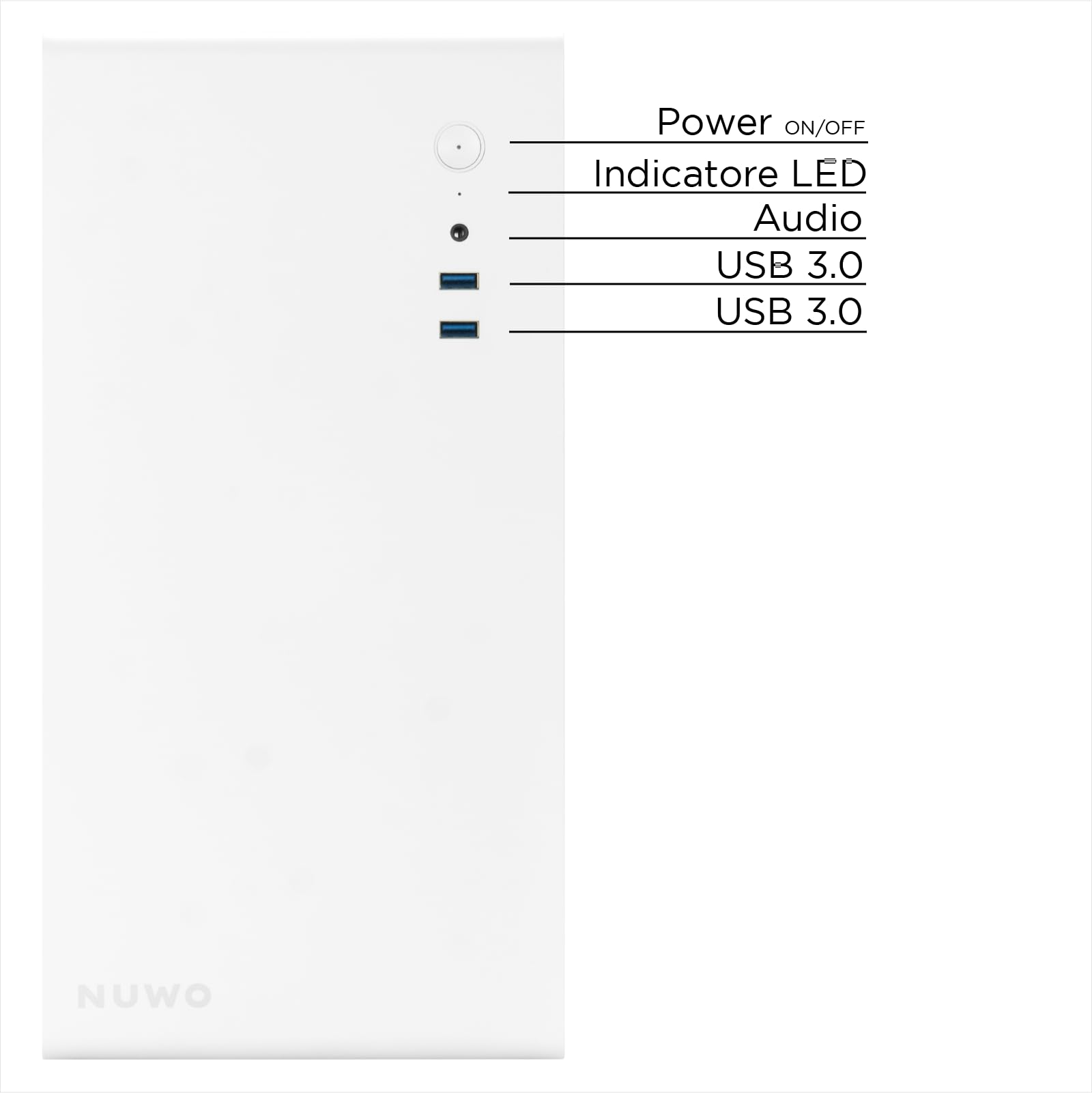 Nuwo Eguera A123 Case Compatto MicroATX per PC Desktop Office Mini Tower 0.6MM SPCC, USB 3.0, Pannelli Laterali in Mesh, Bianco