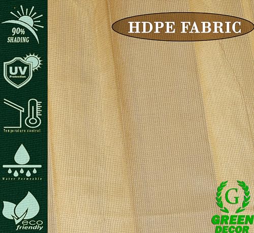 Image of HDPE Fabric 85-90% Sun Blockage & UV Protection Detachable Tab Top Balcony & Outdoor Curtains Temperature Reducing for Window&Door Curtains(Beige Color 4.5X11 Feet) Pack of 2 Piece