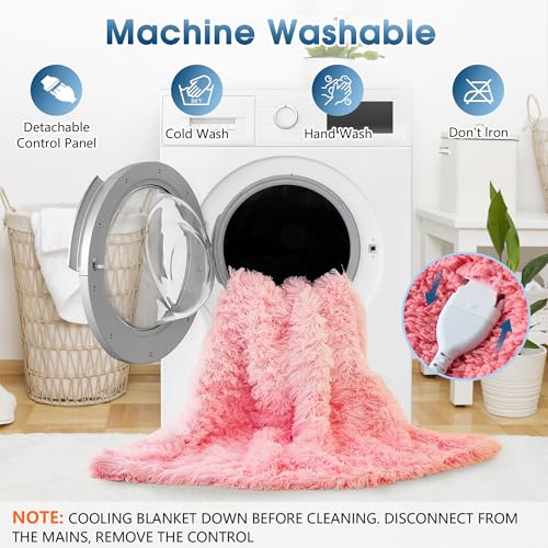 Rujipo Heated Electric Blanket Faux Fur Throw Size With Fluffy Sherpa Back thumb #7