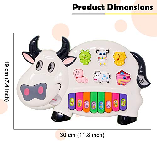 Image of Zest 4 Toyz Musical Cow Piano Toy for Baby with Flashing Light & Sound Toys for Kids, Early Development Musical Toy Plastic (Multicolor)