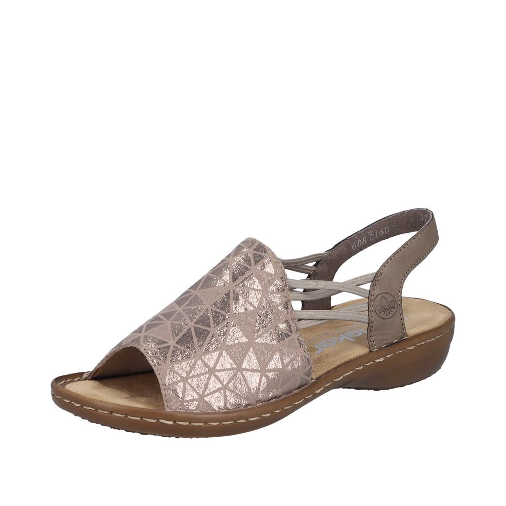 Rieker Women's 608D1 Strappy Sandals, Beige, 39 EU