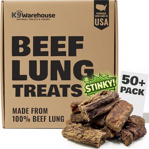 K9warehouse Beef Lung Dog Treats - Two Pounds - Dehydrated & Roasted Tips - All Natural Dried Treats for Dogs - High Protein Lung Snacks - Beef Bites - Healthy Chews & Training Rewards - Packed in USA