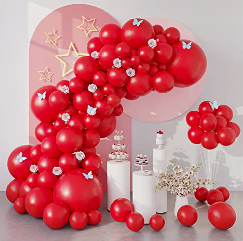 100Pcs Red Latex Balloons, 100Pcs 18"+12"+10"+5" Red Balloons Different Sizes For Valentine Balloon Garland, Wedding, Christmas Thanksgiving Festival Decorations, Baby Shower, Children's Day Party #TOP6