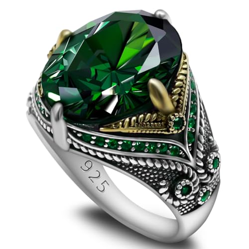 Men's Ring Black Zircon, Tanzanian Blue Zircon Garnet Red Zircon, Green Zircon, Sea Blue Zircon Ring, Handmade Solid S925 Sterling Silver Men's Ring, Vintage Türkiye Ring Perfect Declaration Ring, Men's Christmas Gift Sizes 7-12