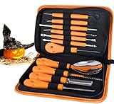 Junker Halloween Kürbis Schnitzset 12 Stück, Professionelles Stabiles Edelstahl Halloween Kürbis Schnitzwerkzeug, Pumpkin Carving Tools Set für Halloween DIY Handwerk für Kinder und Erwachsene