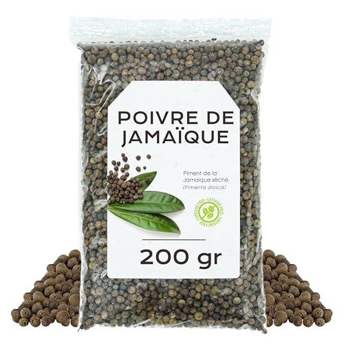 Poivre de Jamaique 200gr - Piment Jamaique - Piment de la Jamaïque Entier - Grains de Piment de la Jamaïque - Poivre de Jamaique en Vrac (200 gr, Poivre de Jamaique)