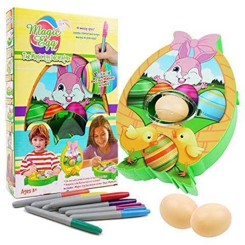FINGOOO Easter Egg Decorator Easter Egg Spinner Decorating Machine Battery Driven Decorator Kit with 8 Colourful Non-Toxic Markers Easter Toy for Kids Cover