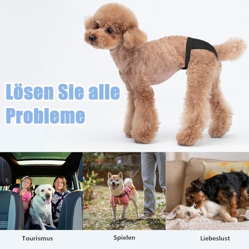 2er Pack Höschen für Hunde Läufigkeit mit 10 Damenbinden, Verstellbare Schutzhose Hündin, Wiederverwendbare Waschbare Hundewindeln für Weibchen Hunde Läufigkeit, Periodenhose Hundes Schwarz und Blau