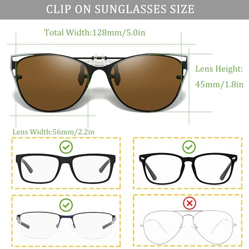 Image of Polarized Clip on Sunglasses over Prescription Glasses Unisex Flip-up Sunglasses Over Eyeglasses UV400 Protection