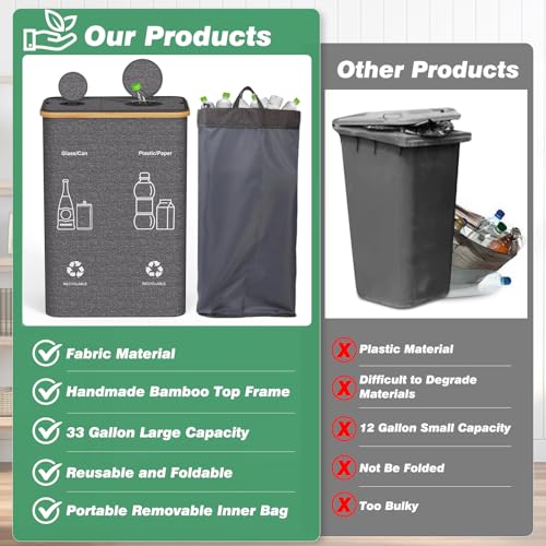 Hotoiq RECYCLING BIN Bin For Kitchen Home,Double Recycle Bin Indoor,33 Gallon 125L Large Recycle Bin thumb #4