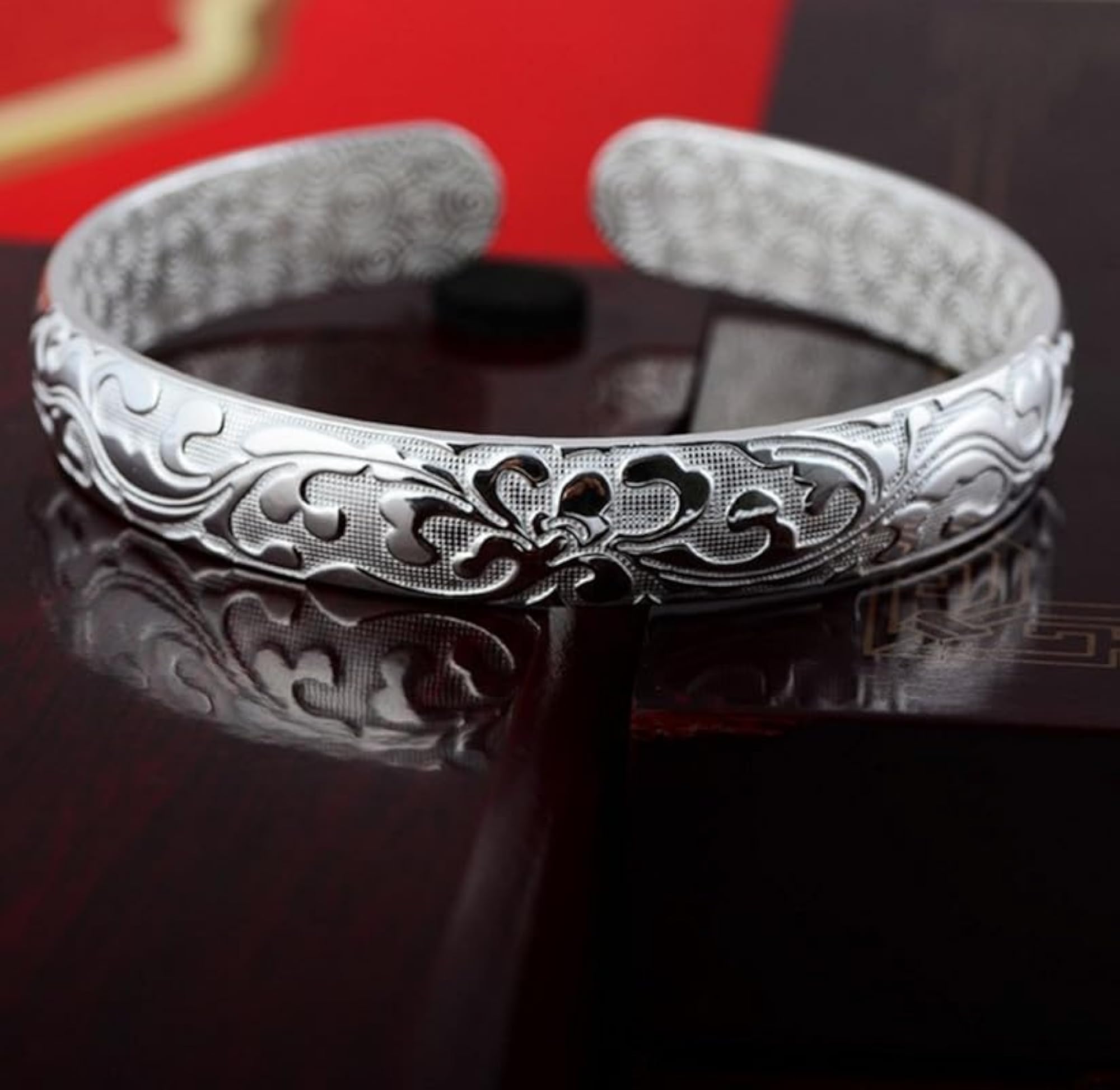 925 Sterling Silver Adjustable Cuff Bangle Bracelet for Women