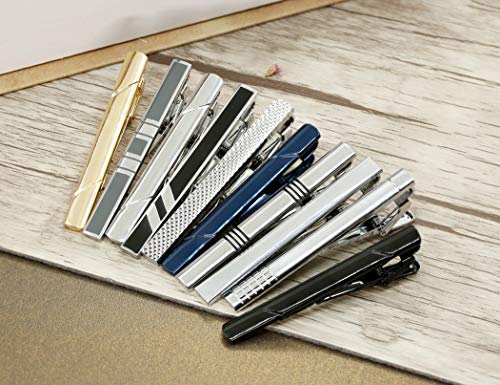 Yadoca 10 Pcs Men Brass Tie Bar Pinch Clips Set Trendy Regular Wedding Business Necktie Tie Clip With Gift Box #TOP2
