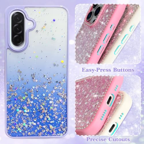 Image of VONZEE Case Compatible with Samsung Galaxy A36 5G, Non Moving Glitter Shockproof Case for Girls & Women Soft TPU Shockproof Anti Scratch Drop Protection Cover (Purple)
