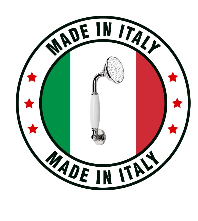Doccia a Mano CLASSIC.CRO, Cromata con Manico in Plastica Bianca, Stile Classico