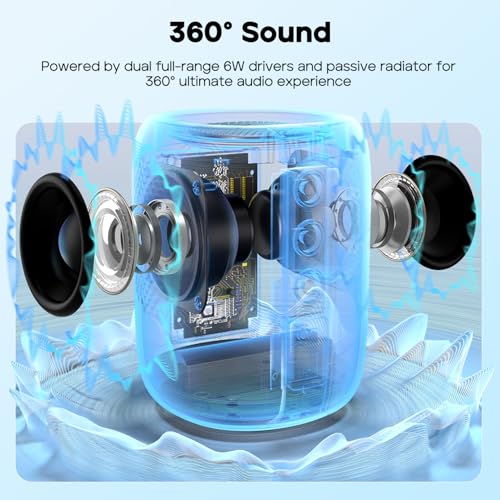 Tribit StormBox Mini 12W 5.4 Bluetooth Wireless Speaker,360°Surround Sound,Built-in XBass,LED Lights,12H Playtime,IPX7 Waterproof,TWS Pairing,Type-C,Portable for Home/Outdoor/Travel Blue 3 51dtF4Nl5oL