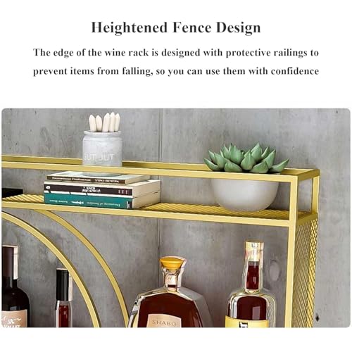 Support de rangement pour vin suspendu étagère murale métal avec verre LED - 6