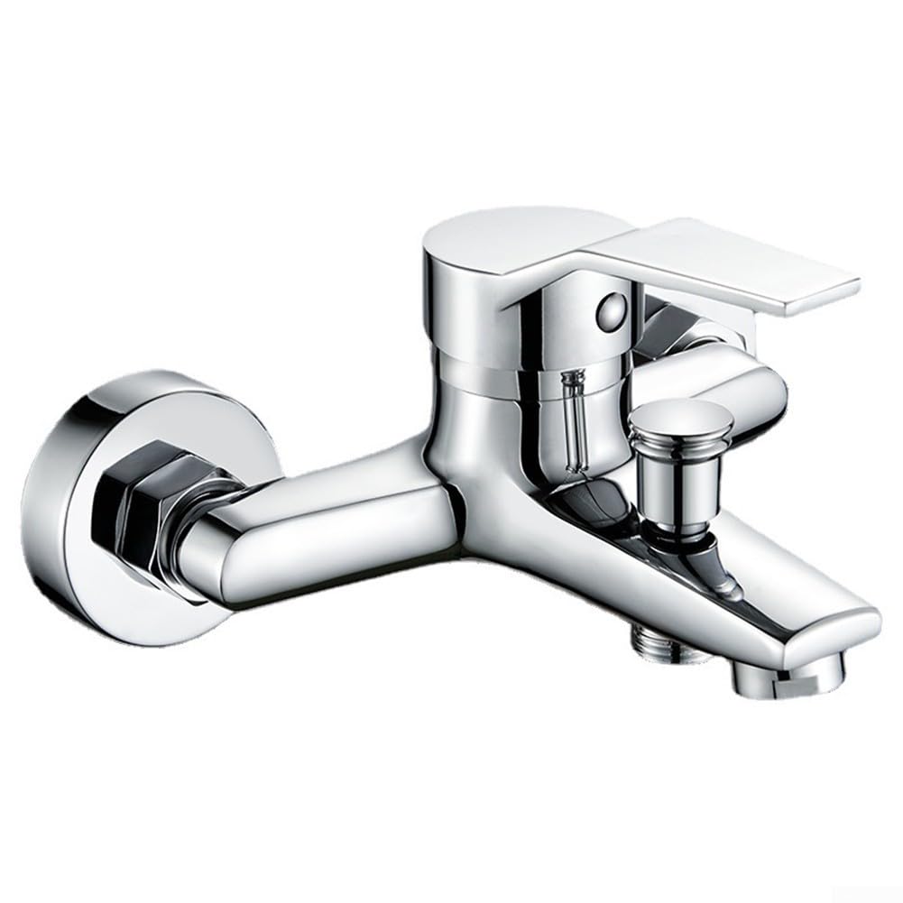 SOHNVWTGD 1x Hot&Cold Water Mixer Tap Dual Spout Basin Faucets, Wall Mounted, Zinc Alloy Material, Chrome Finish