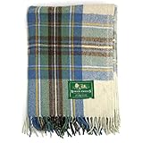 Tweedmill Tartan Throw Blanket - Lambswool (Muted Blue Dress Stewart)