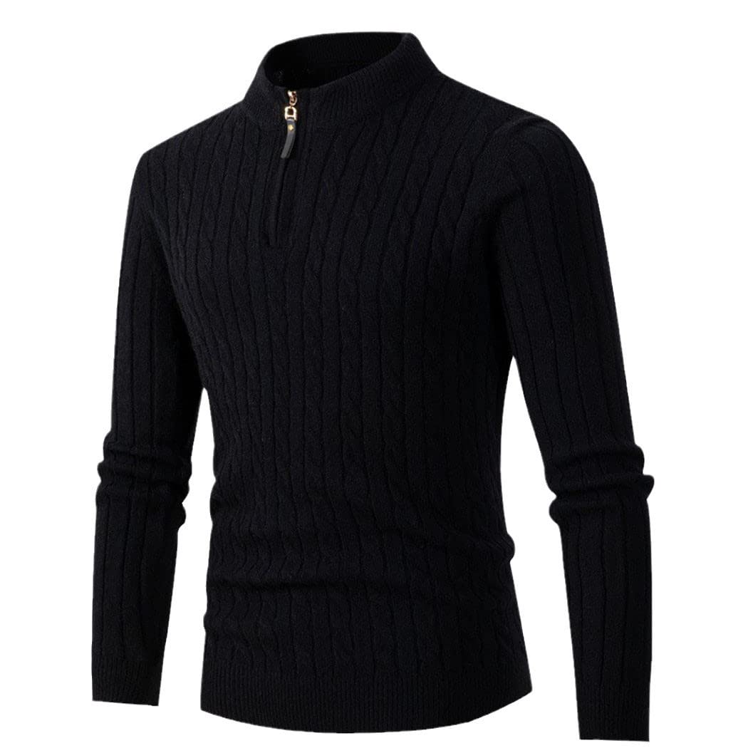 Pull homme noir col demi-fermeture éclair XL pour automne hiver - 6