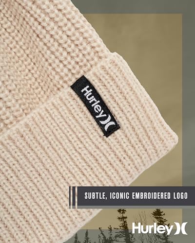 Image of Hurley Men's Cuffed Beanie - Classic Midweight Loose Knitted Winter Hat for Men