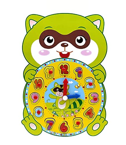 Image of PLUSPOINT Wooden Rainbow Clock Puzzle Toy for Kids Learning Time Numbers Colors Early Education Montessori Educational Toy Gift for Kids
