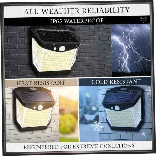Luces solares para exteriores de 248 LED impermeables con gran angular de 270 grados en pared 7
