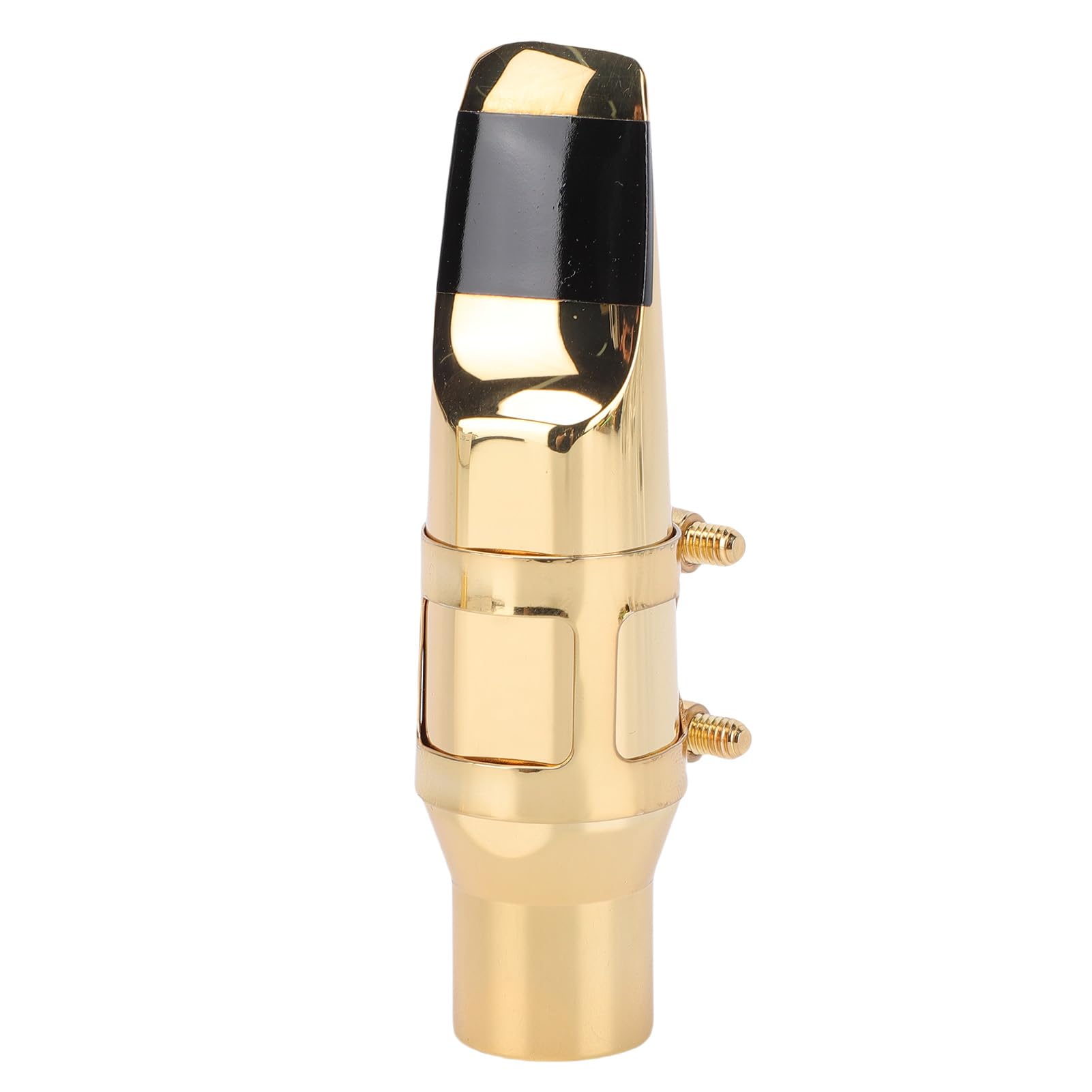 Qqmora Set Bocchino per Sassofono Contralto in Ottone con Cappuccio e Legatura per tonalità Ricca e Volume Potente, Ideale per Musicisti, Oro, Confezione da 1