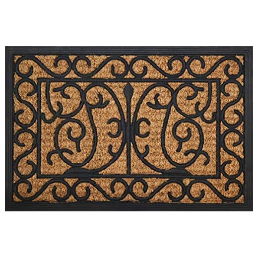 ID Mat Tapis Paillasson, Fibres de Coco Naturelles sur Cadre en Caoutchouc, Beige, 40 x 60 cm