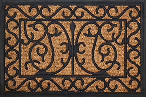 ID Mat Tapis Paillasson, Fibres de Coco Naturelles sur Cadre en Caoutchouc, Beige, 40 x 60 cm